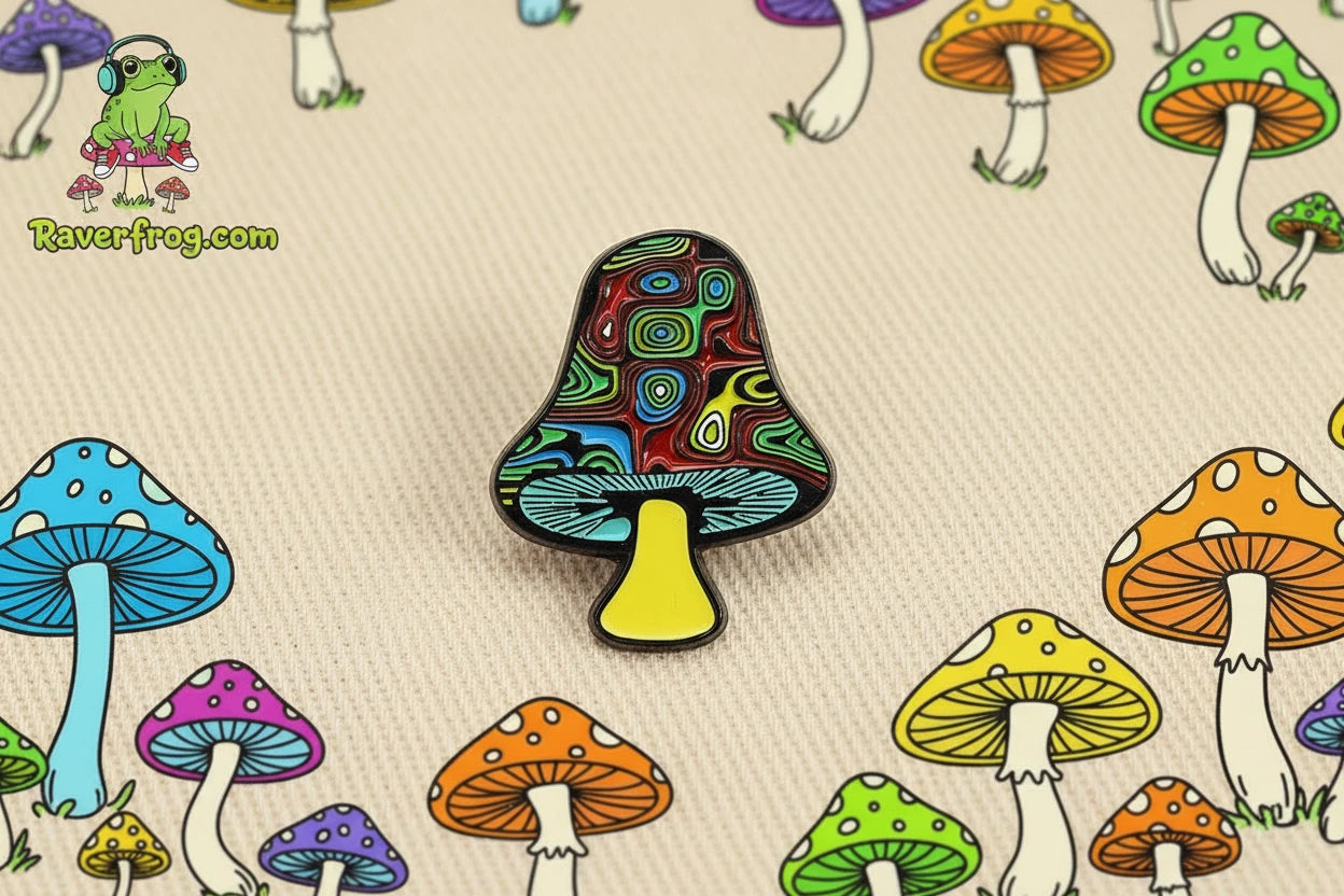 Psychedelic Mushrooms Enamel Pin. Drip Pin.