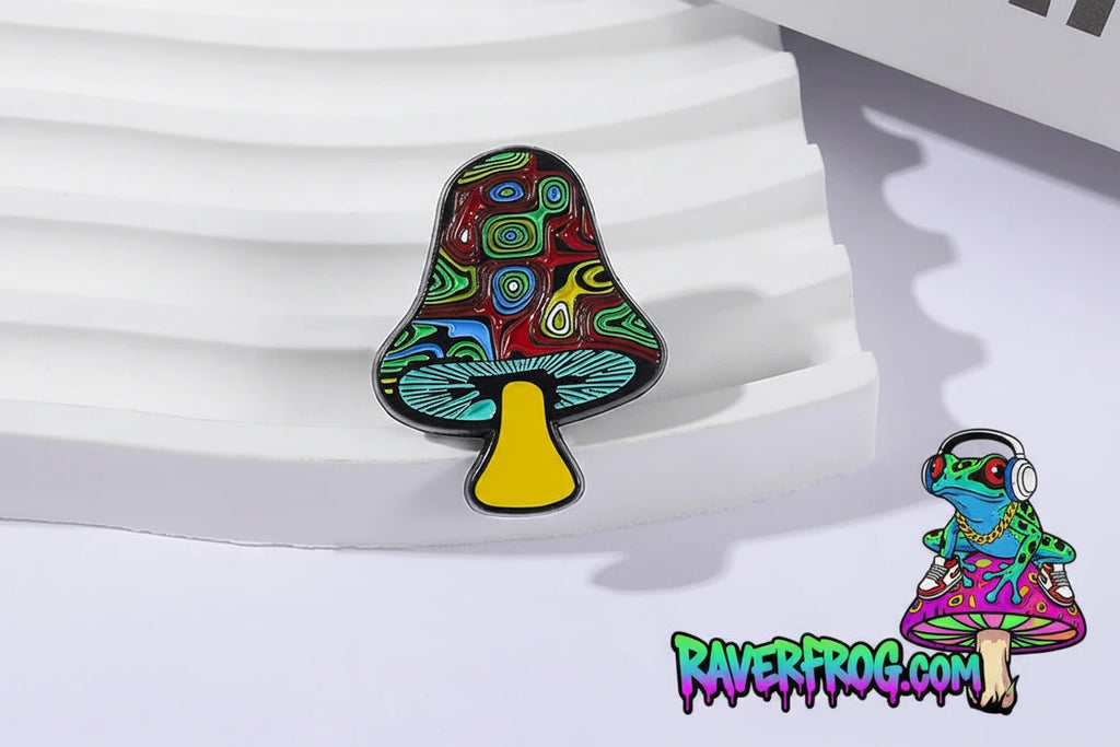 Psychedelic Mushrooms Enamel Pin. Drip Pin.
