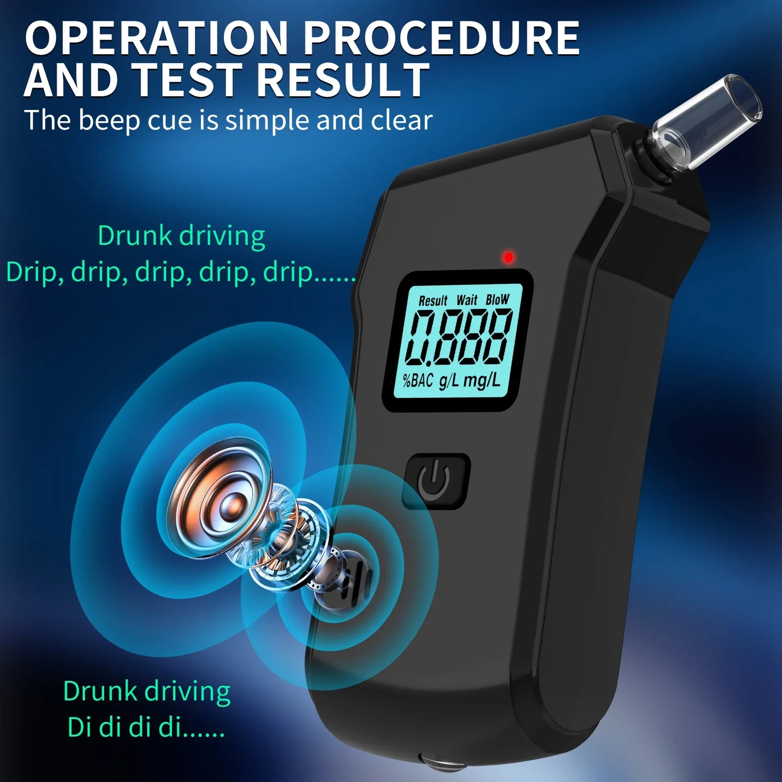Breathalyzer, Upgraded Portable Professional High-Accuracy Breathalyzers for Alcohol with LCD Digital Display with 5 Mouthpieces