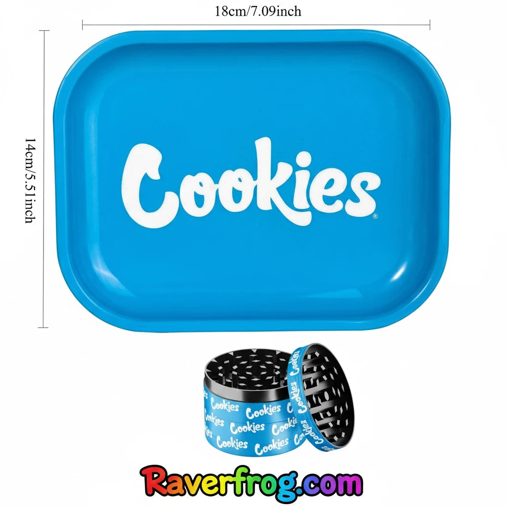 COOKIES BRAND Stainless Steel Rolling Tray and Diamond-Cut Herb Grinder.  Separate or Combo Purchases Available.