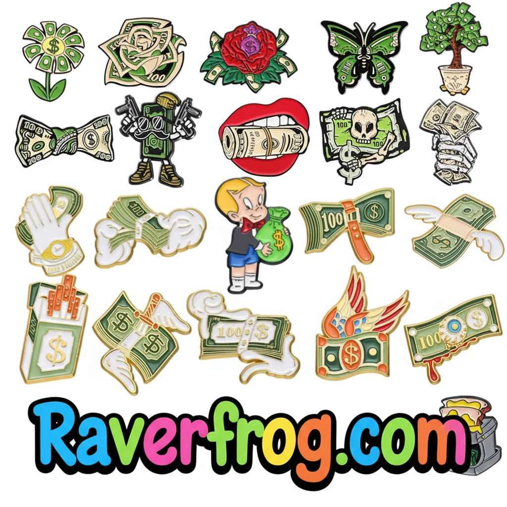 Ca$h Money Enamel Festival Pin Collection.  20 Unique Designs to choose from.