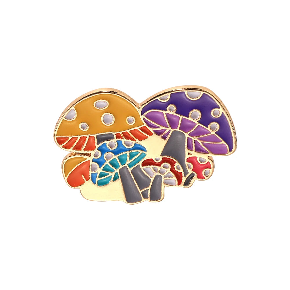 Mushroom Enamel Festival Pins.  Drip Pins
