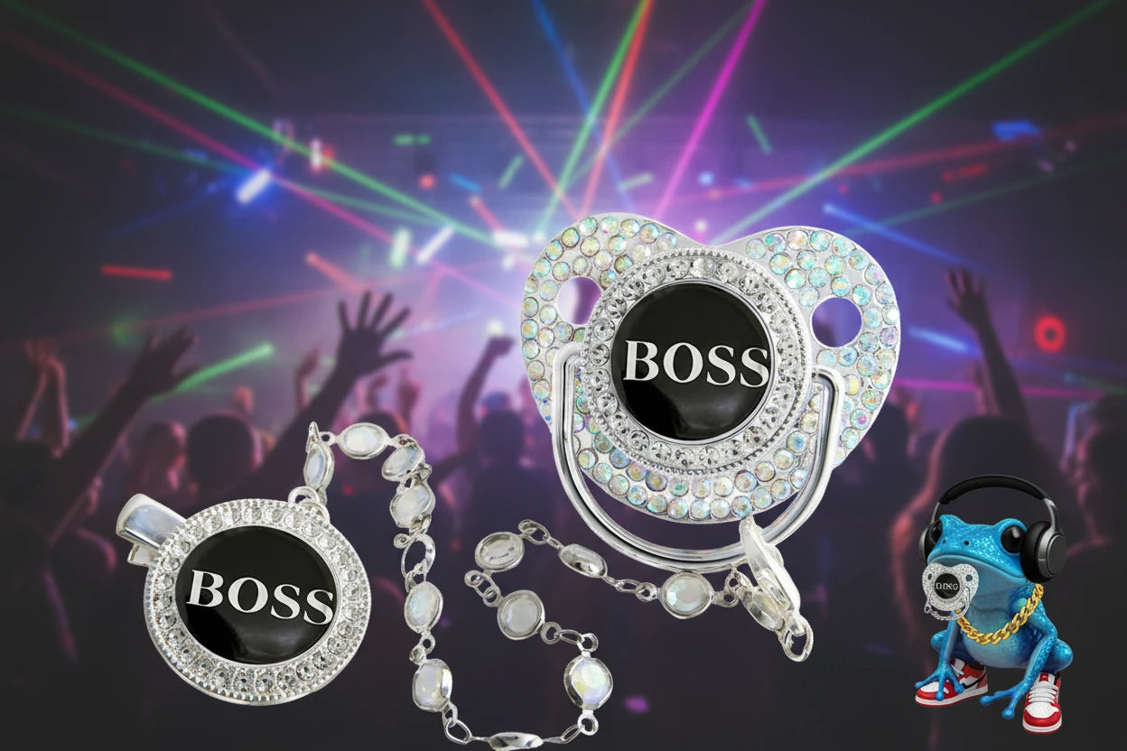 Boss Bling Papa Pacifier.  Boss Binky.  Food Grade Silicone.