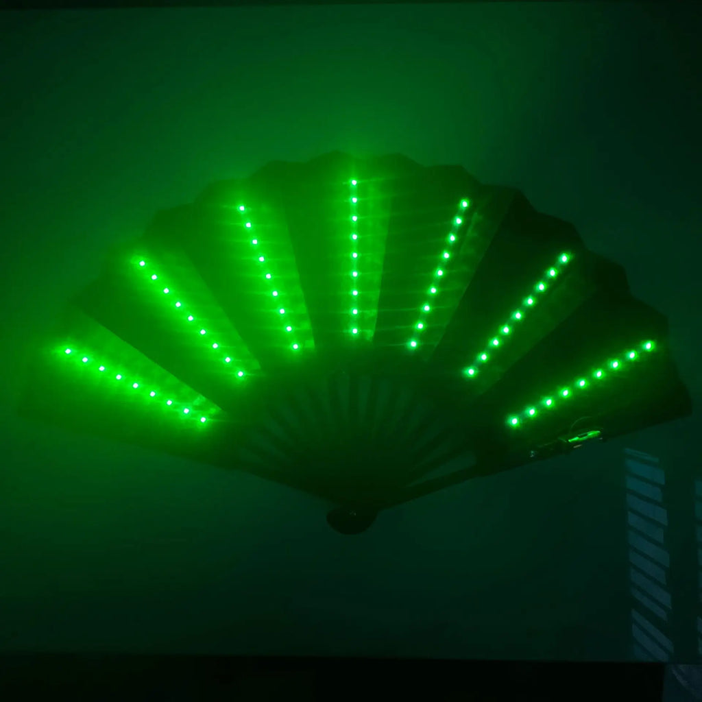 LED Glow Neon Folding Fans. Long Battery Life.