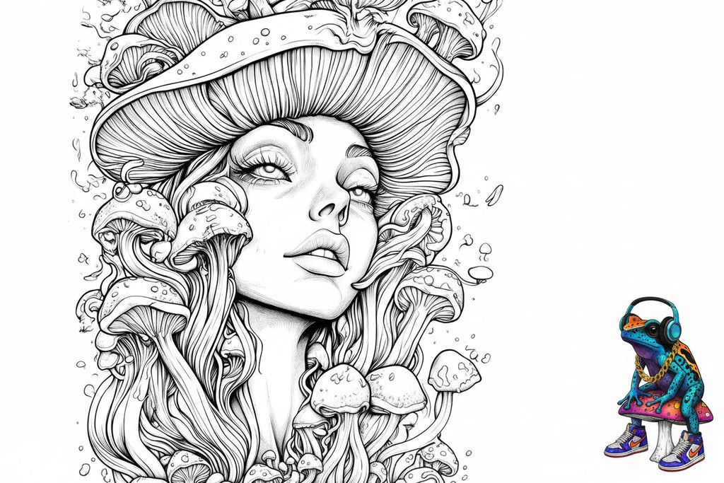 RaverFrog Acid Trip / Mushroom World  Adult Coloring Book.  Original Amazing Art Images.   Bring your Trips a Reality!