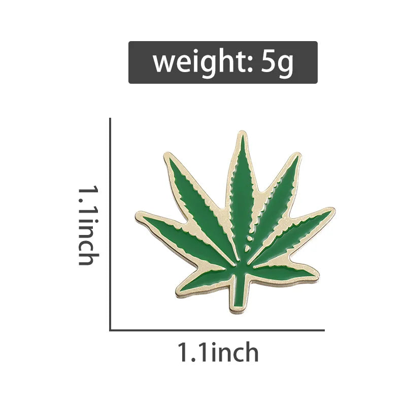 Marijuana Leaves Enamel Drip Pin.