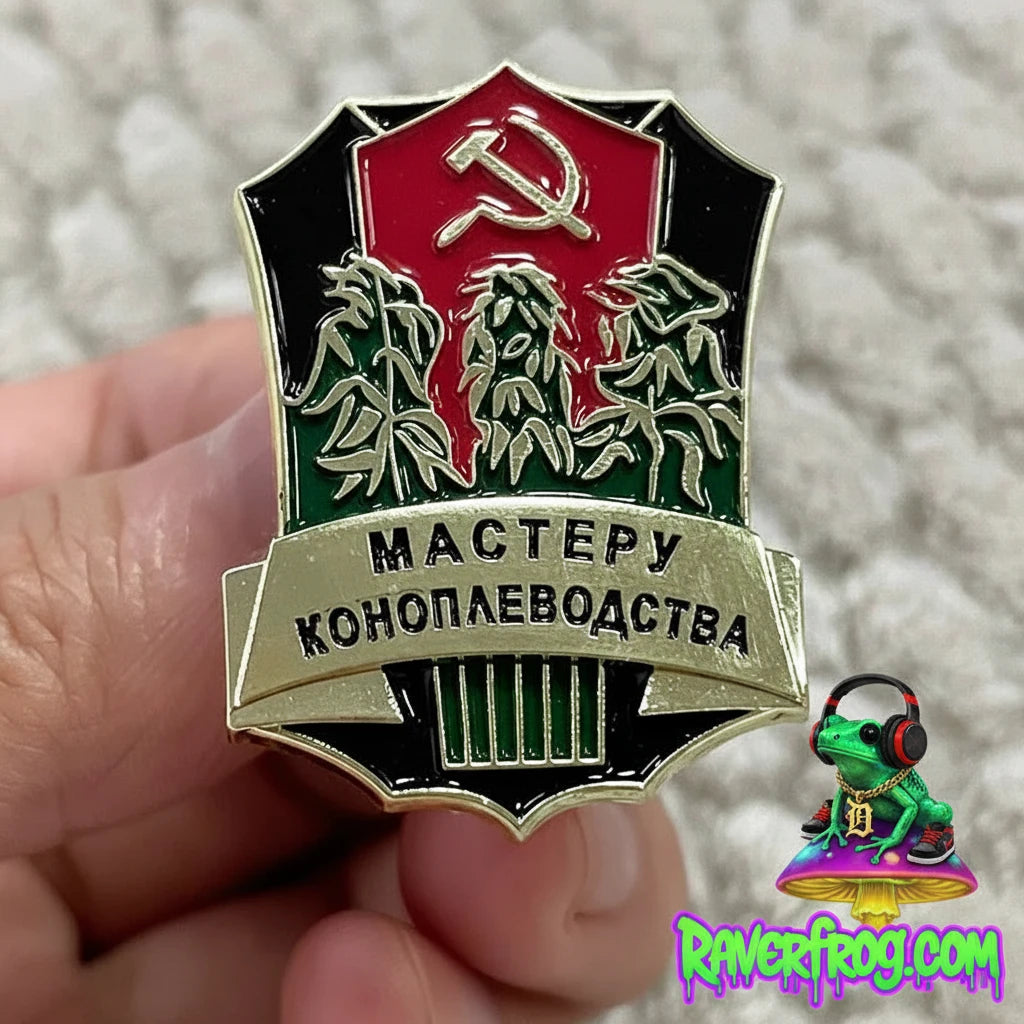 Marijuana Farmer Master Grower USSR Soviet Russian Enamel Festival Pin