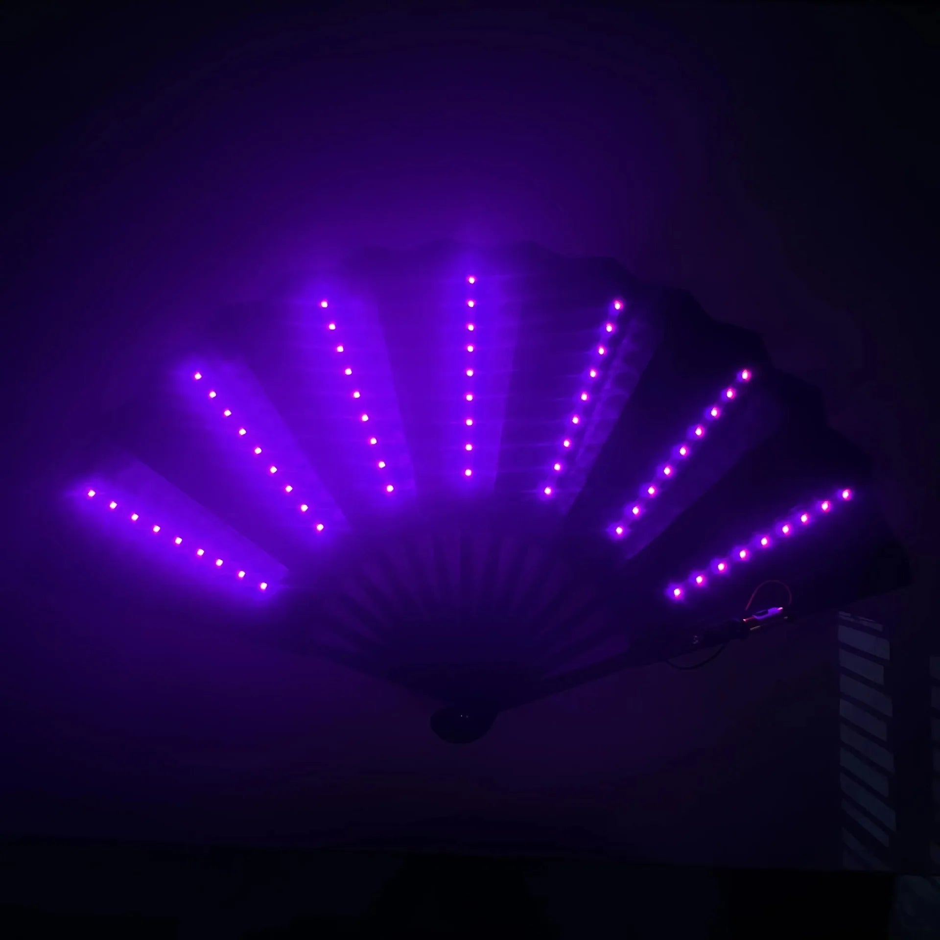LED Glow Neon Folding Fans. Long Battery Life.