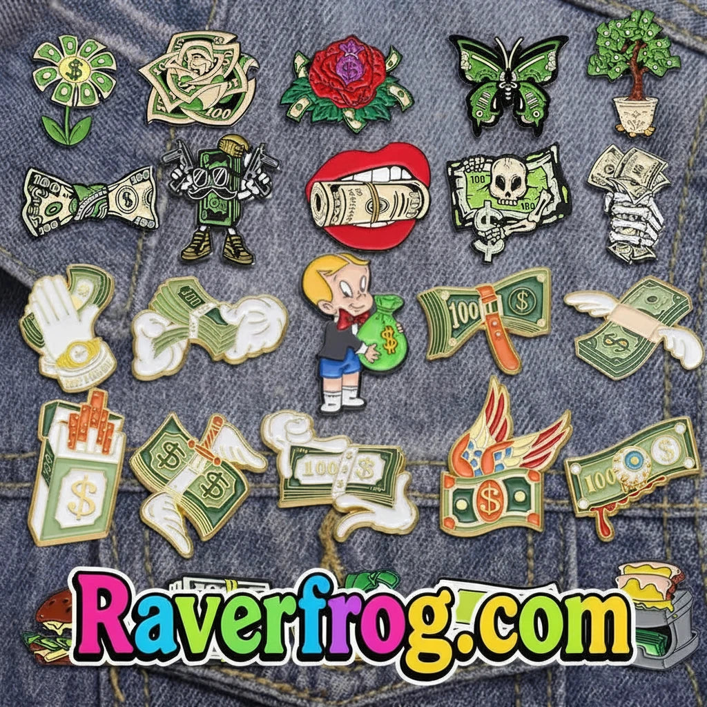 Ca$h Money Enamel Festival Pin Collection.  20 Unique Designs to choose from.