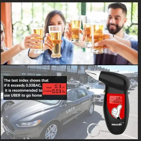Breathalyzer Clean Up Inventory Keychain Digital Alcohol Tester Detector Audible Alert Portable with LCD Display 68S-GD