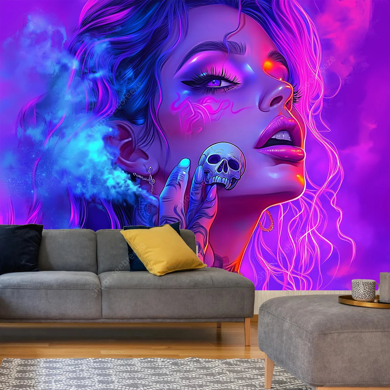 Stylized HD Graphic Sexy Smoker Tapestry Collection