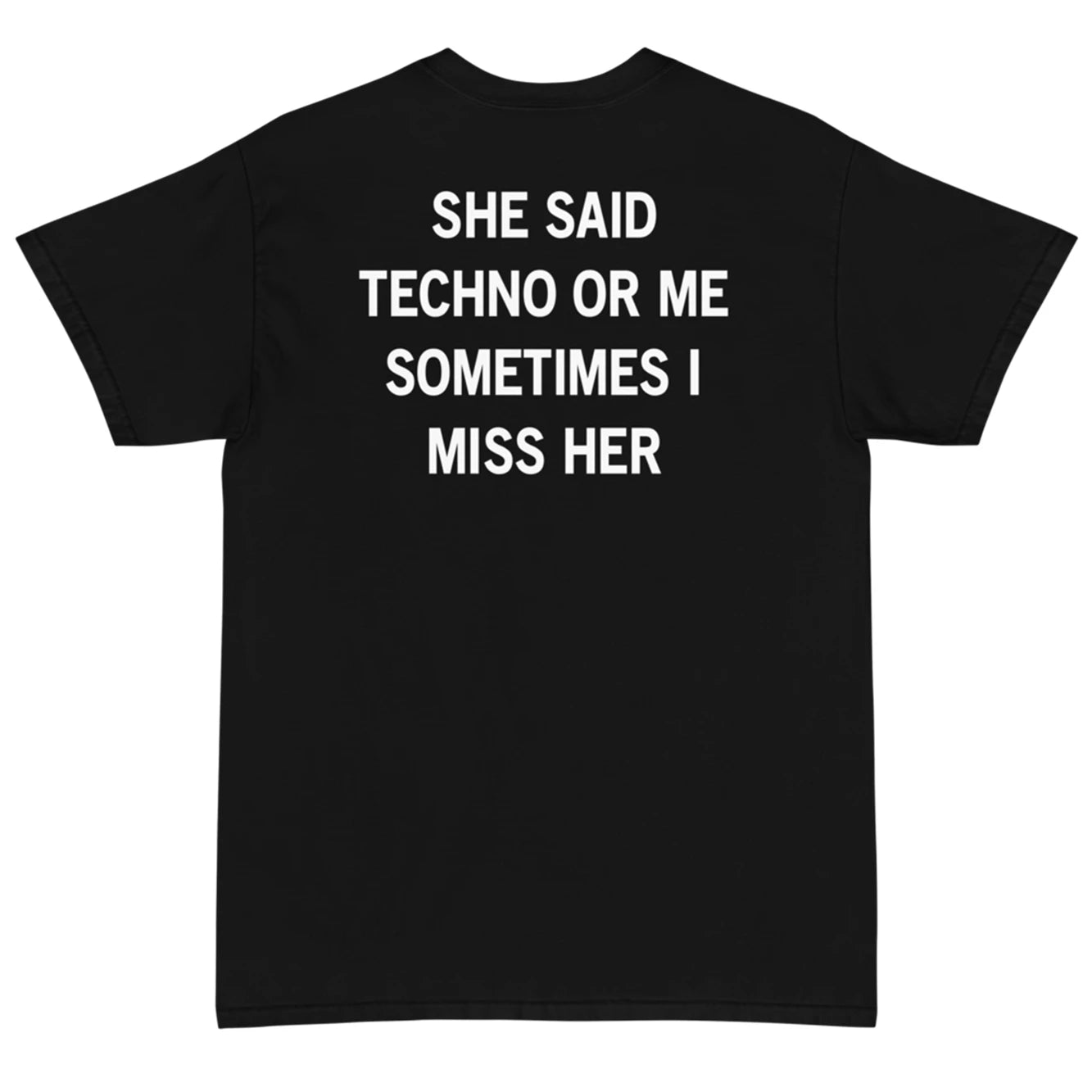 Men’s and Women’s Matching “Techno or Me”- Black T-Shirt