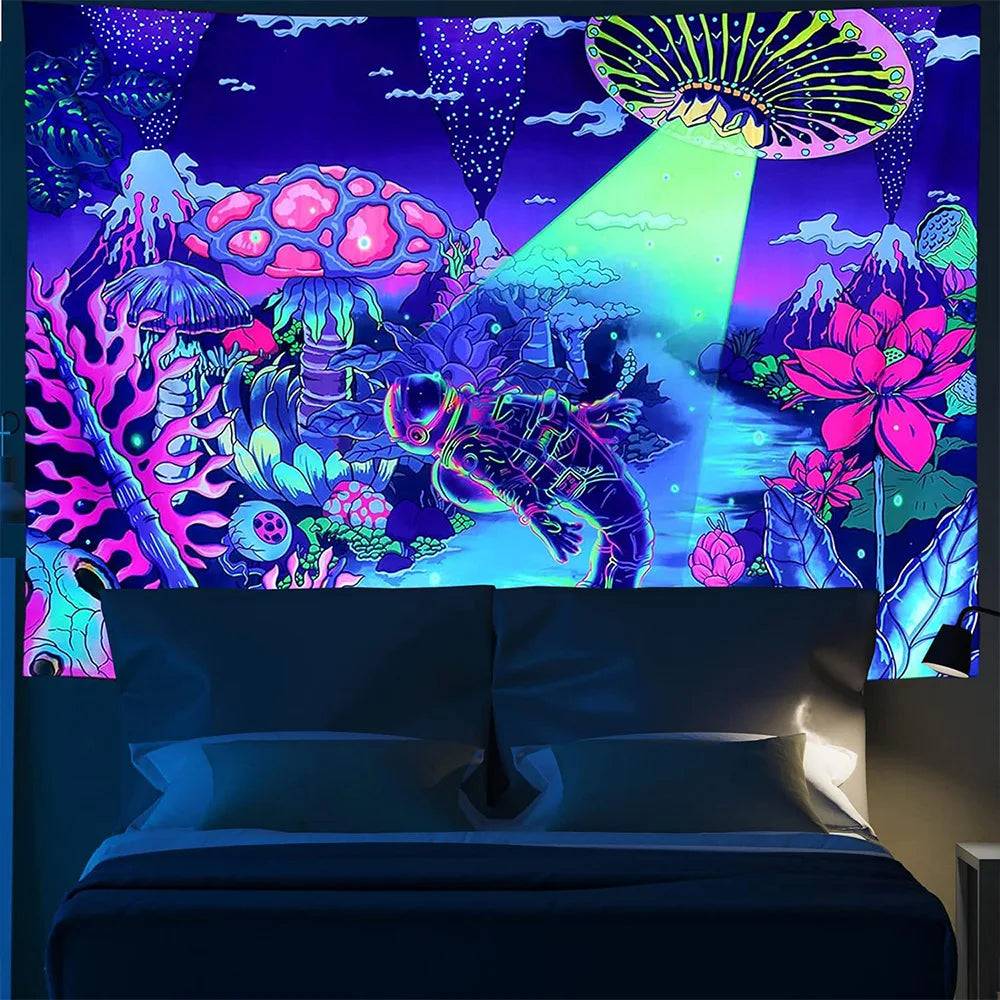 UV Reactive Black Light Alien Tapestry Collection