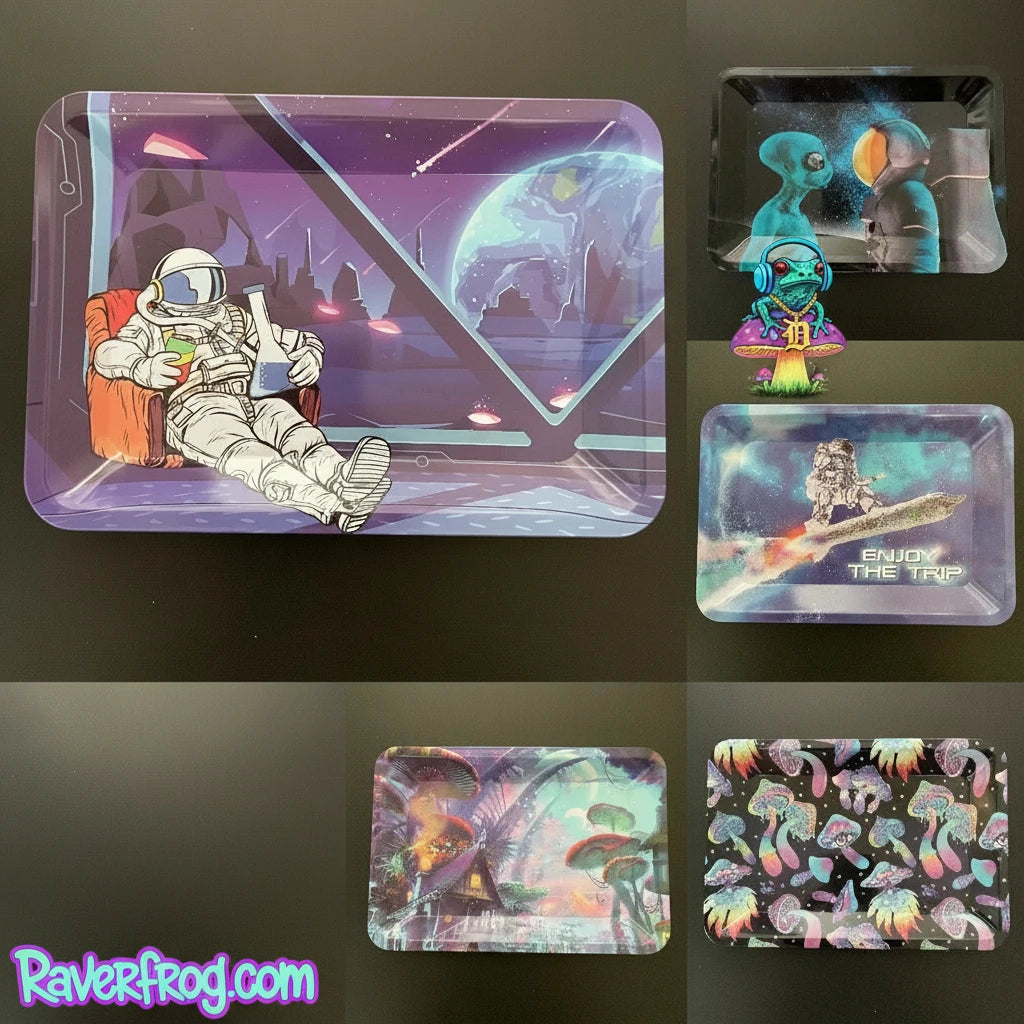 Light-Weight / Durable HD Graphic Metal Rolling Trays.  14 Design Choices.  Medium Sized - (120mm x 180mm)