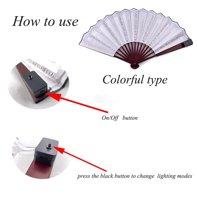 Rechargeable LED Rave Fan.  Color Modes.  Long Battery Life.