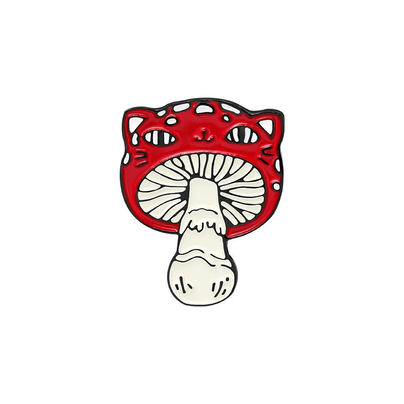 Cute R.F. Mushroom and Frog Home Enamel Pins
