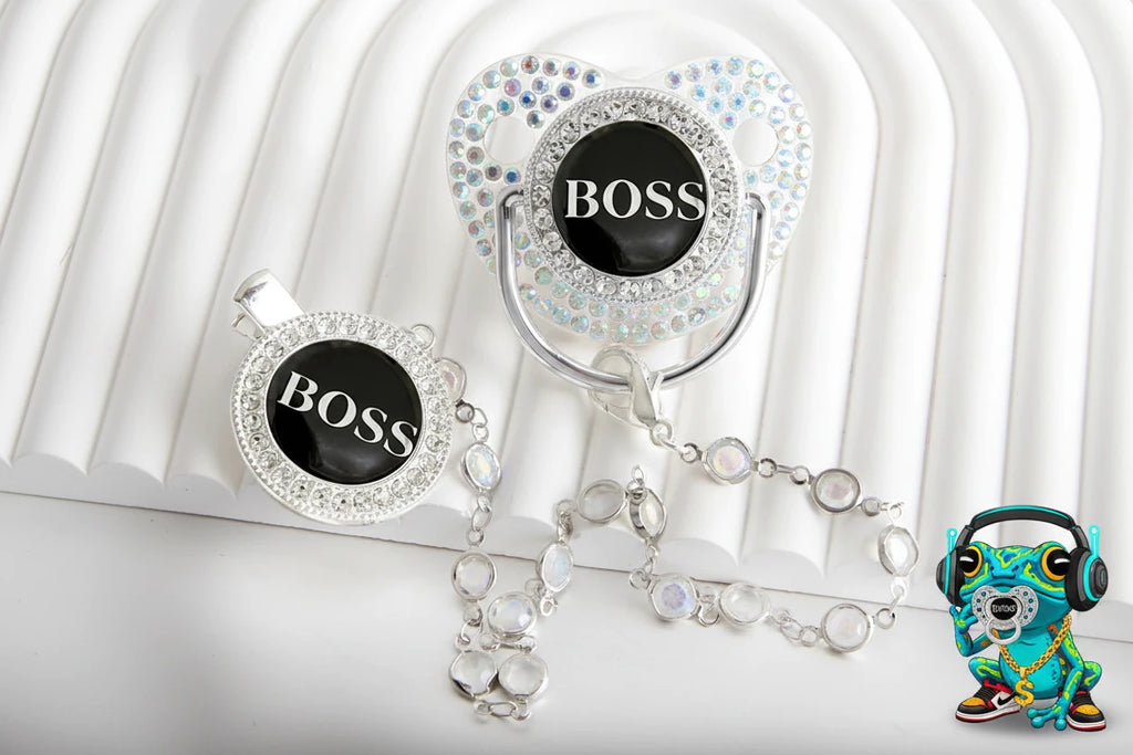 Boss Bling Papa Pacifier.  Boss Binky.  Food Grade Silicone.