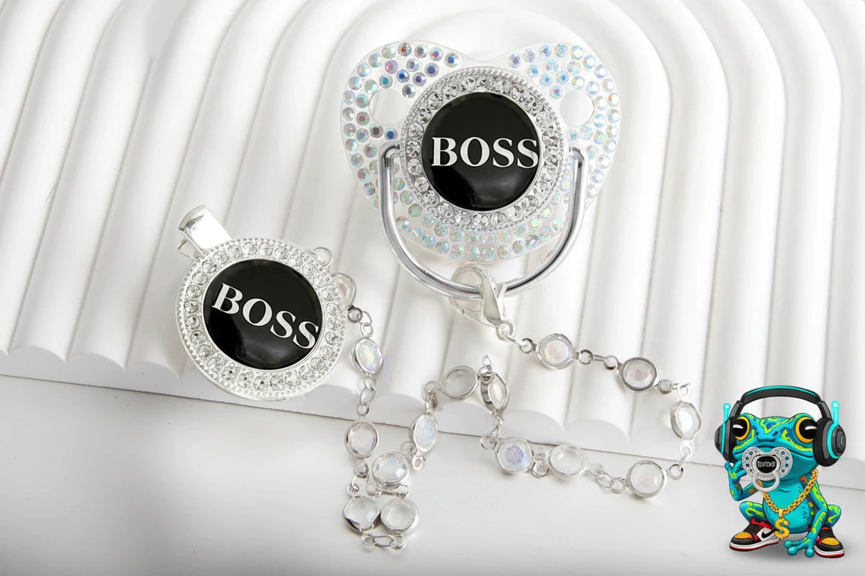 Boss Bling Papa Pacifier.  Boss Binky.  Food Grade Silicone.