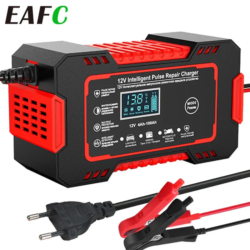 Car Battery Charger 12V 6A Pulse Repair LCD Display Smart Fast Charge / Start for Car / Motorcycle.