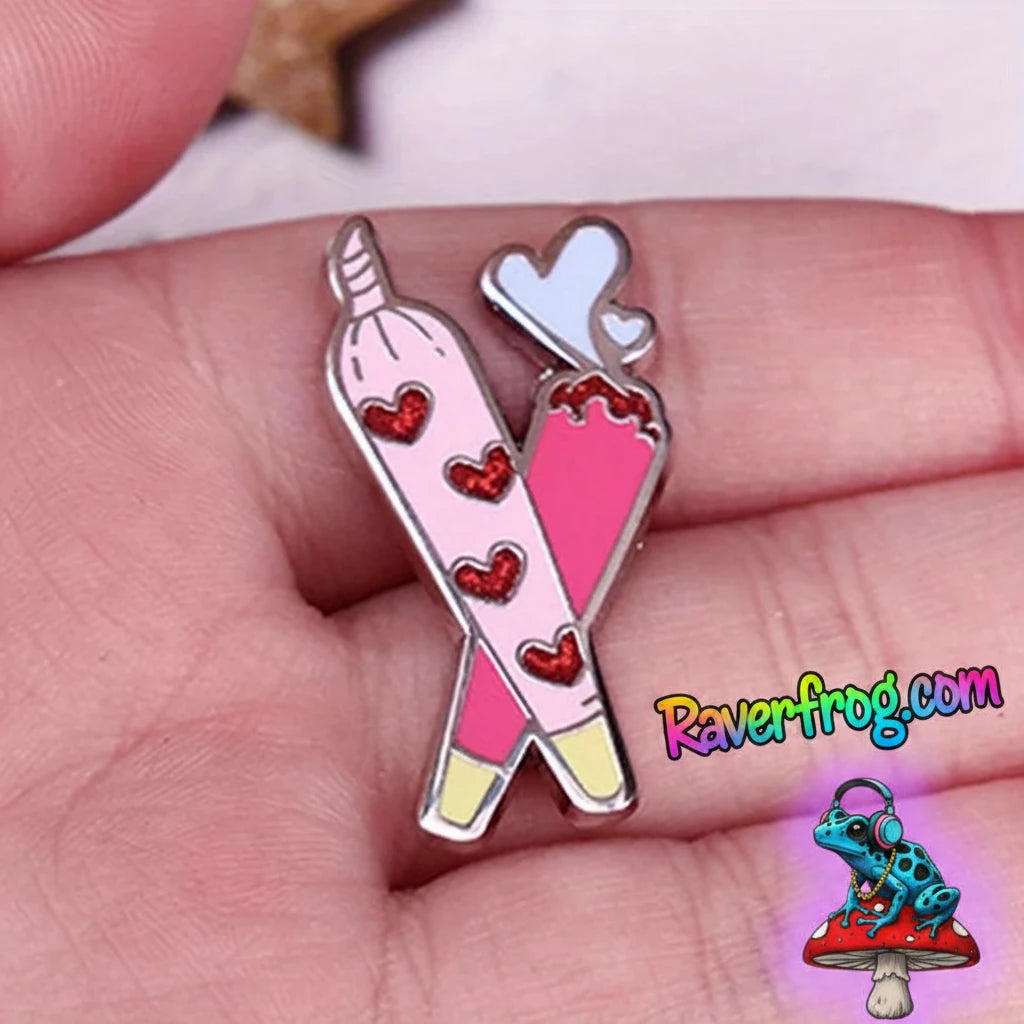 Lady Frog’s I ❤️ Pre-Roll Enamel Festival Pin.  **Bling Blunt**