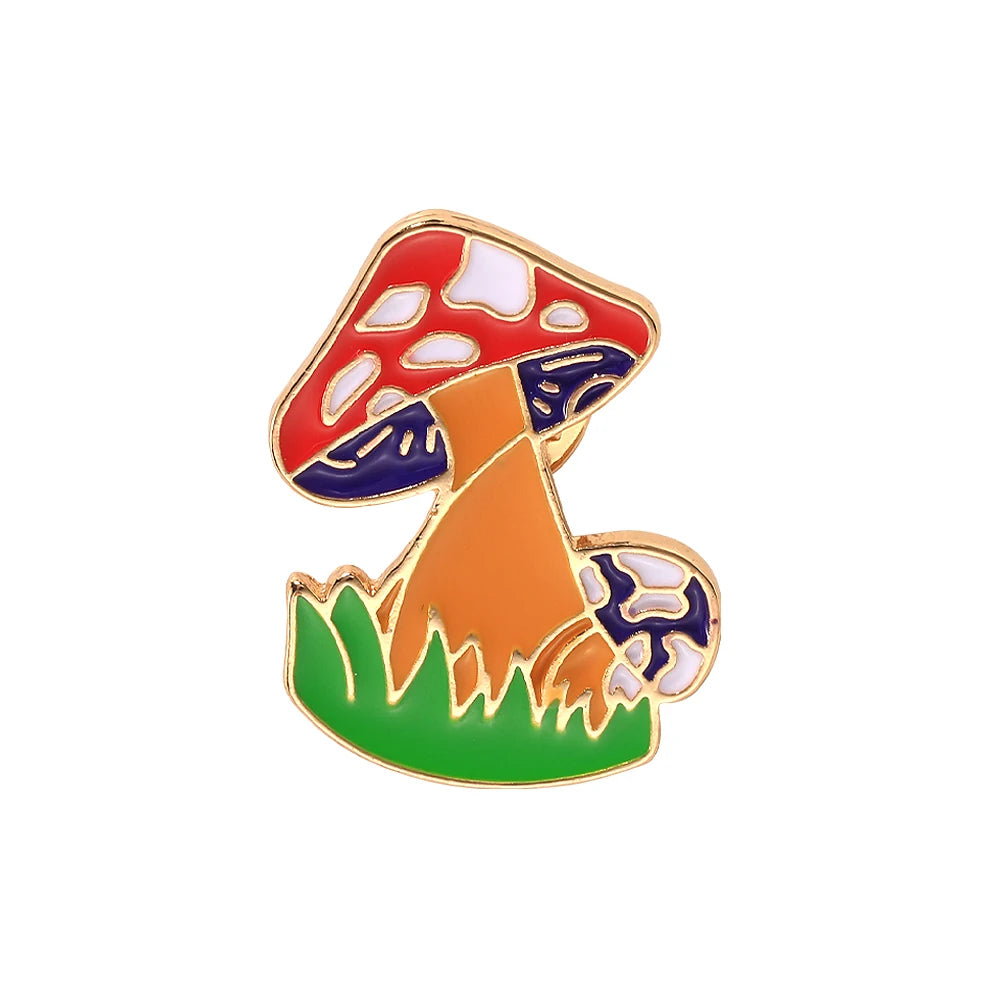 Mushroom Enamel Festival Pins.  Drip Pins