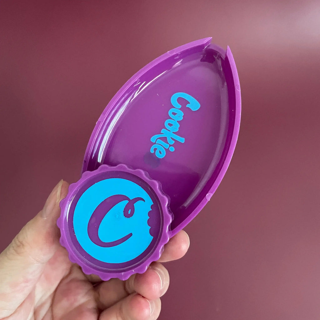 COOKIE BRAND Grinder with Built in Tray!  Grind and Roll on the Go!  Perfect for Festivals!  Durable High Quality Metal Design!