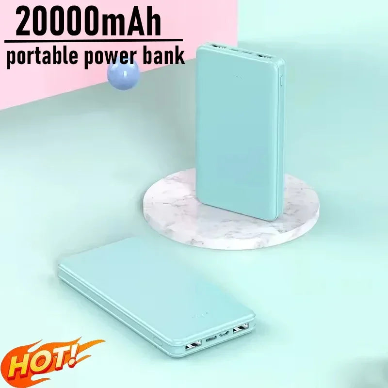 Very Thin. New Portable Power Bank 20000mAh Ultra Large Capacity 10W Super Fast.  USB-C, Micro USB.  2 USB outputs.
