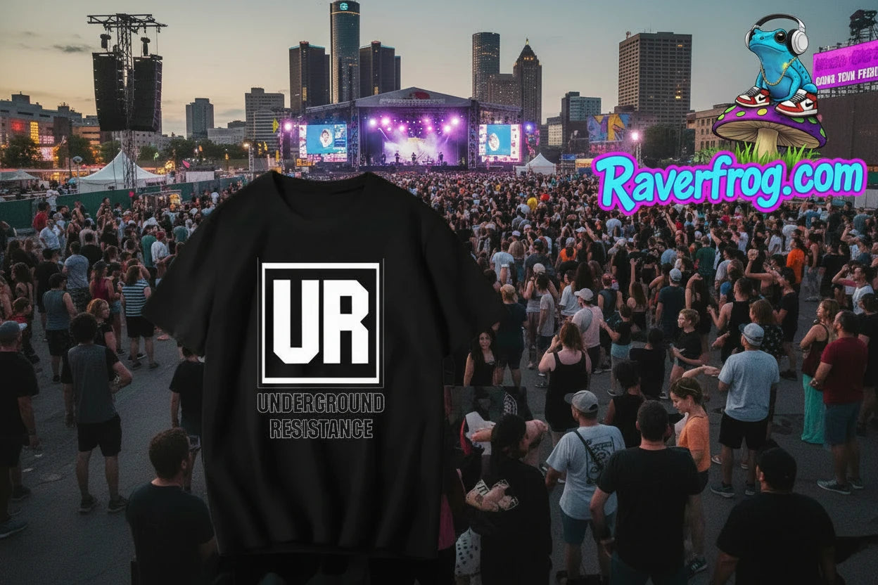 **JEFF MILS** Detroit Exclusive. Underground Resistance - Detroit Techno Pioneers. Jeff Mills and Robert Hood Exclusive T-Shirt.  Matching Hoodie Available.