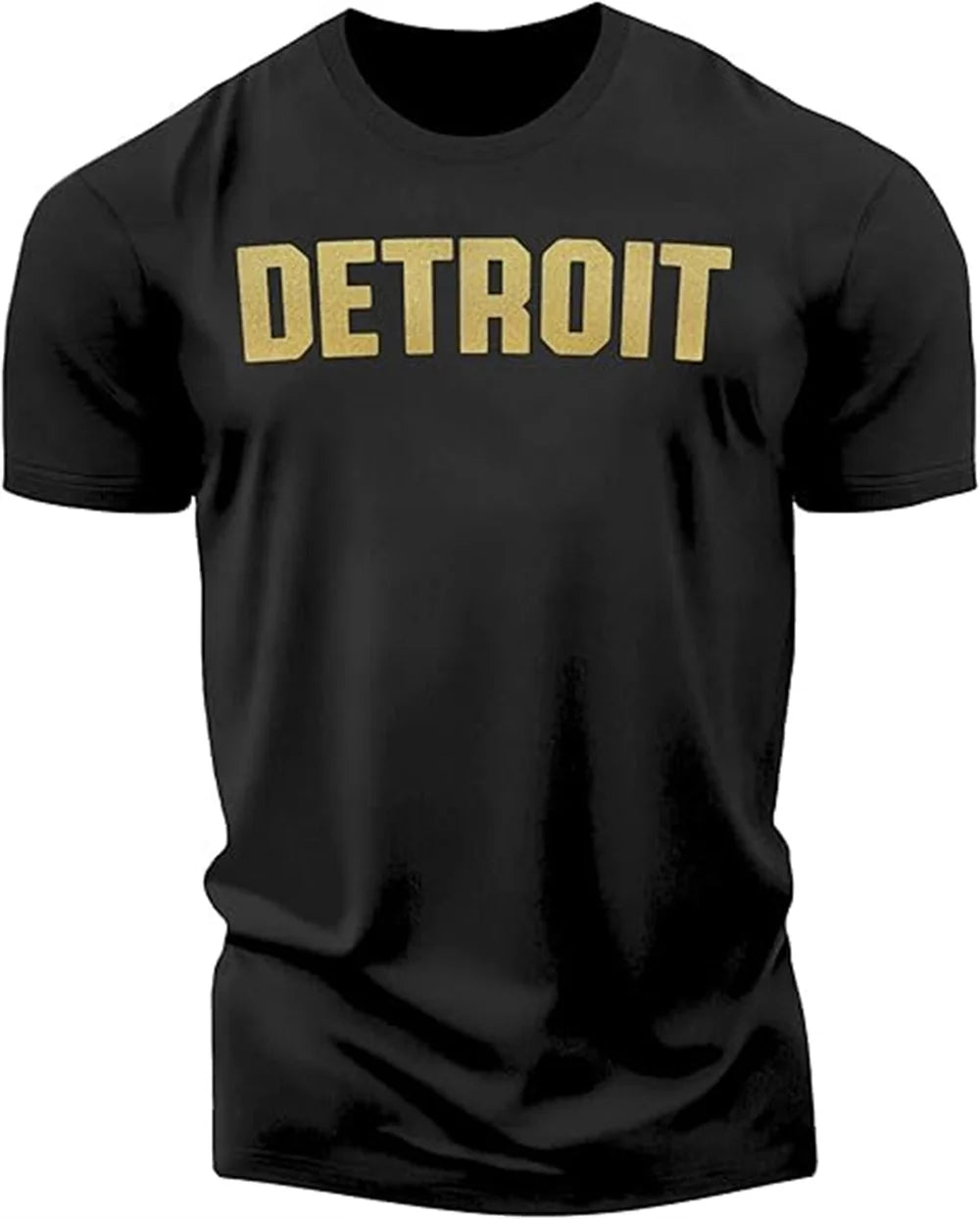 Men's T-shirt Simple Detroit Letter Print.