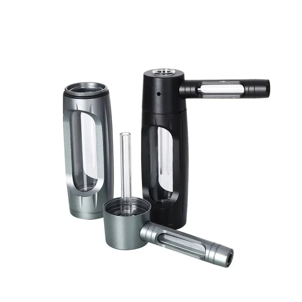 Ultra-Premium Portable Sealed Metal Water Pipe with 155mm Glass Bowls.  All Glass and Metal.  💨 Anything!