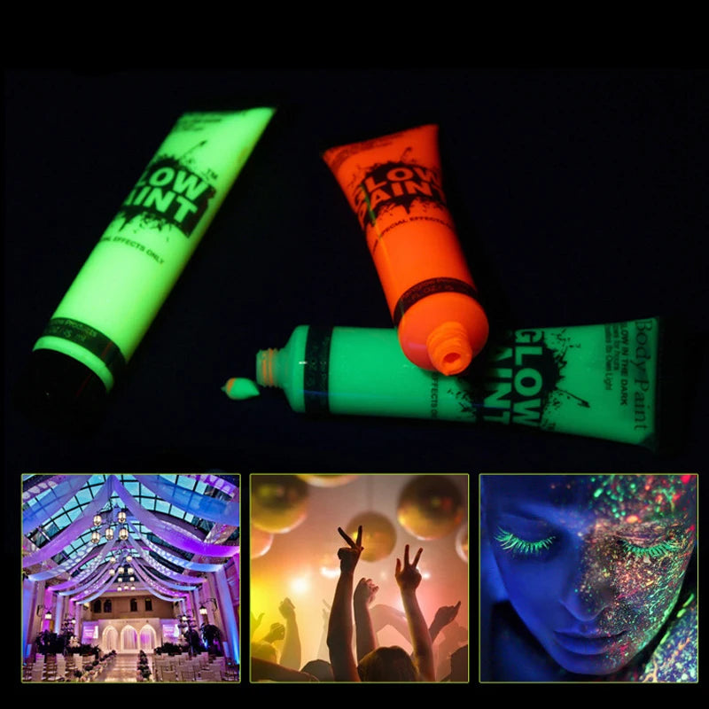 5-6Pcs Florescent UV Glow Body Paint.  Non-Toxic.
