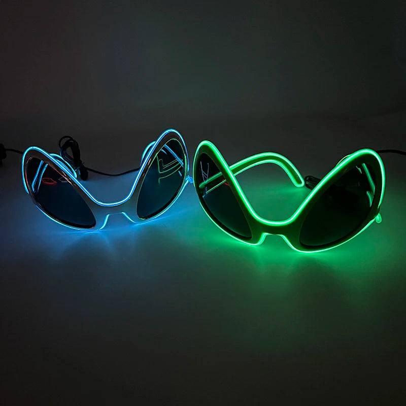 1 pcs Holiday Party Glasses Boys Girls Funny Alien Style Frame Eyeglasses Glow Sunglasses Light Up Bar Rave Night