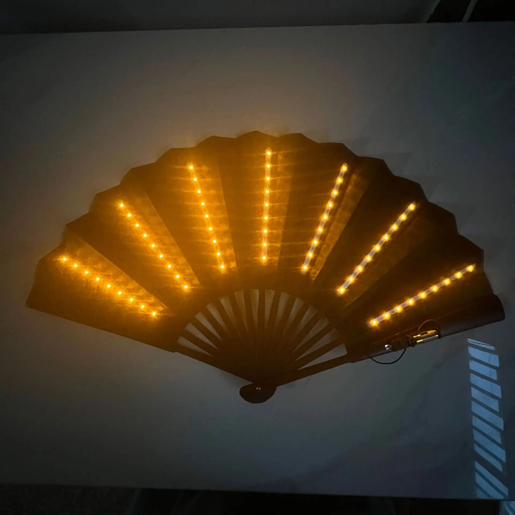 LED Glow Neon Folding Fans. Long Battery Life.