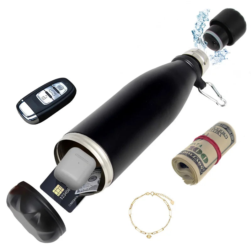 Premium Secret Hidden Safe Steel Water Bottle Stash. Hydrate and Stash. Real water bottle + Stash.