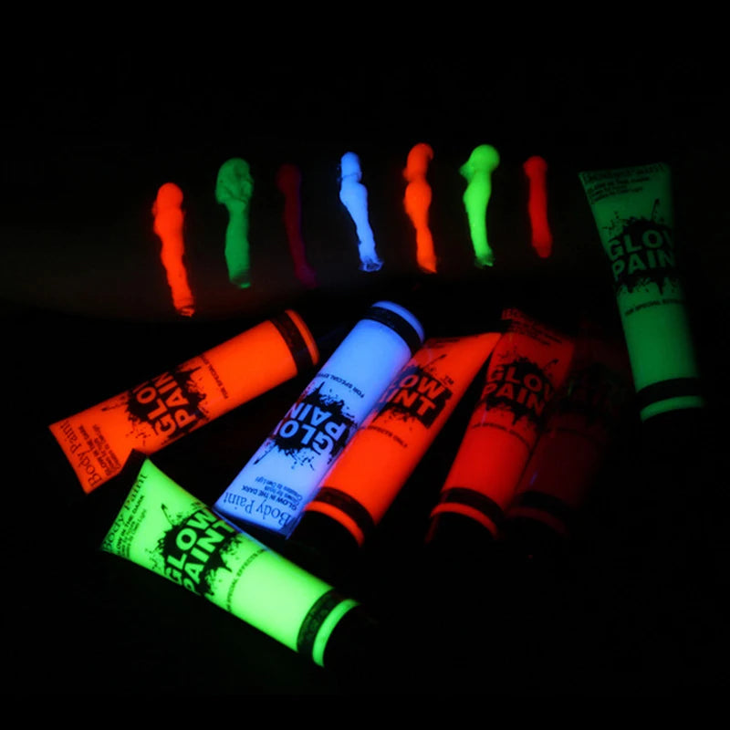 5-6Pcs Florescent UV Glow Body Paint.  Non-Toxic.