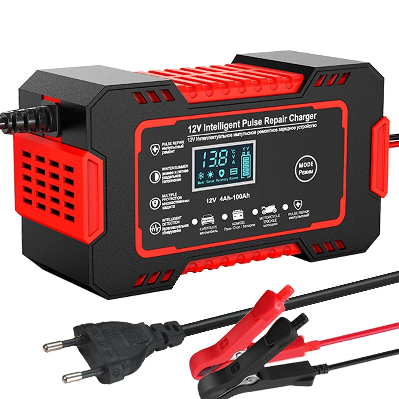 Car Battery Charger 12V 6A Pulse Repair LCD Display Smart Fast Charge / Start for Car / Motorcycle.
