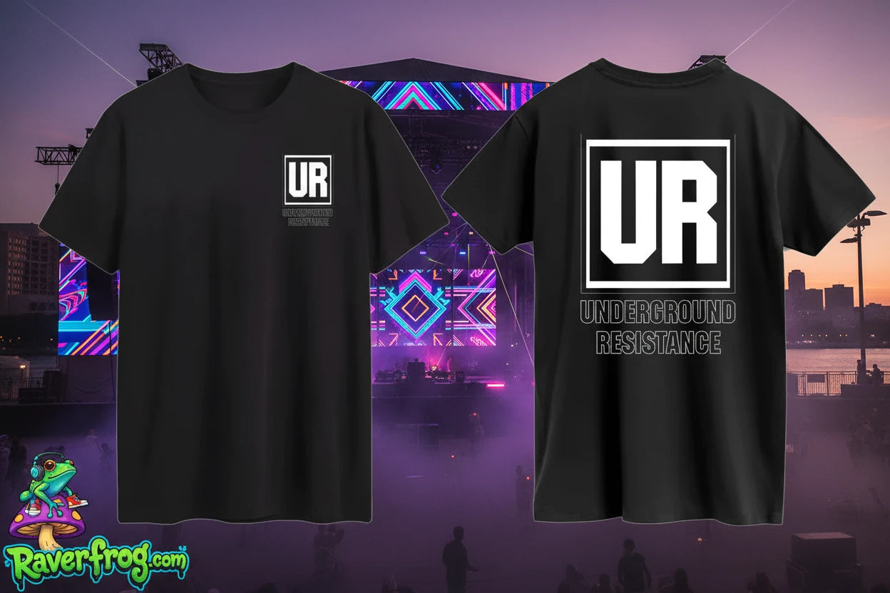 **JEFF MILS** Detroit Exclusive. Underground Resistance - Detroit Techno Pioneers. Jeff Mills and Robert Hood Exclusive T-Shirt.  Matching Hoodie Available.