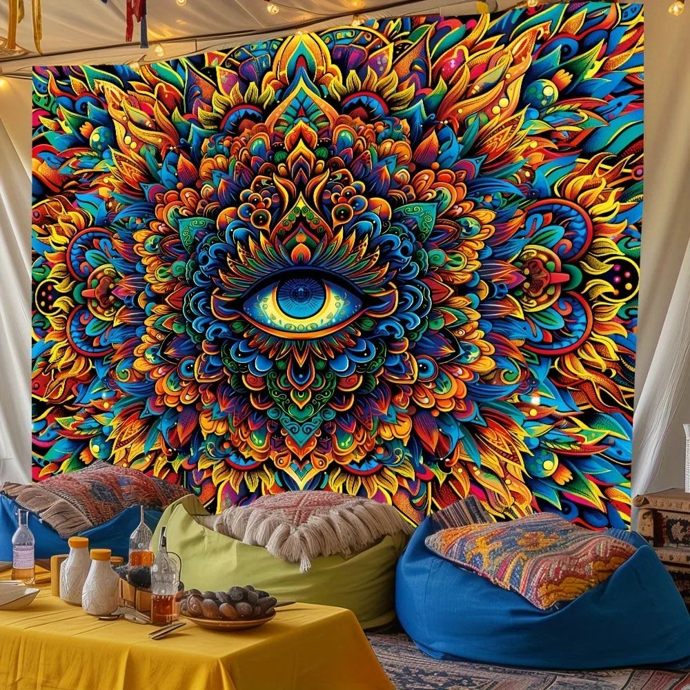 HD Intricate & Vibrant UV Eye of Providence Tapestry.  Very high Quality.