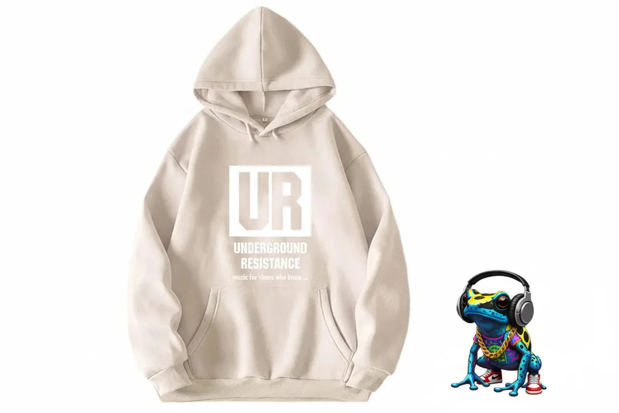 **JEFF MILS** Detroit Exclusive. Underground Resistance - Detroit Techno Pioneers. Jeff Mills and Robert Hood Exclusive Hoodie.