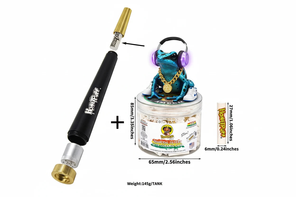 Bulk 6mm Ceramic Activated Charcoal Smoking Pipe Filter Disposable. Universal Filters + Premium Metallic 1 Hitter Pipe Bundle Deal.