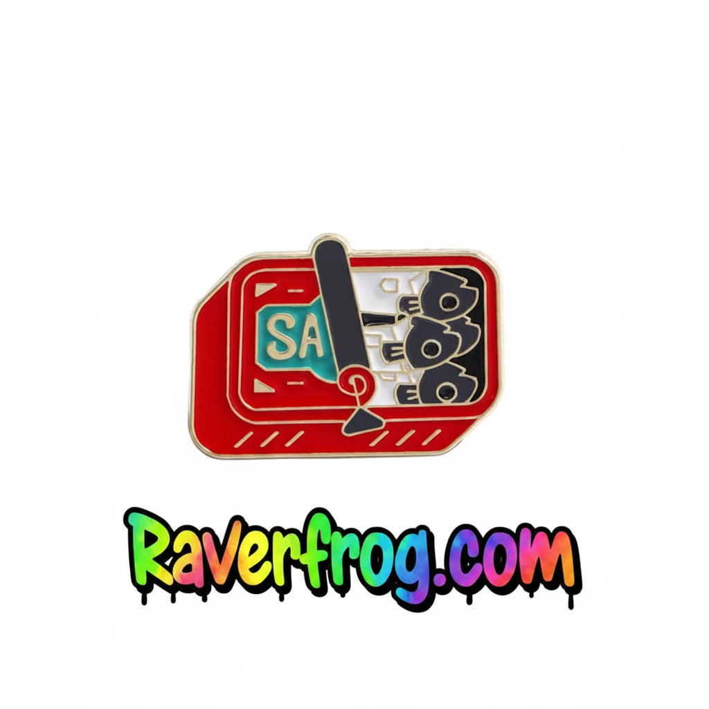 Sardine Can Enamel Festival Pin. Packed tighter than a Dom Dolla main stage set!