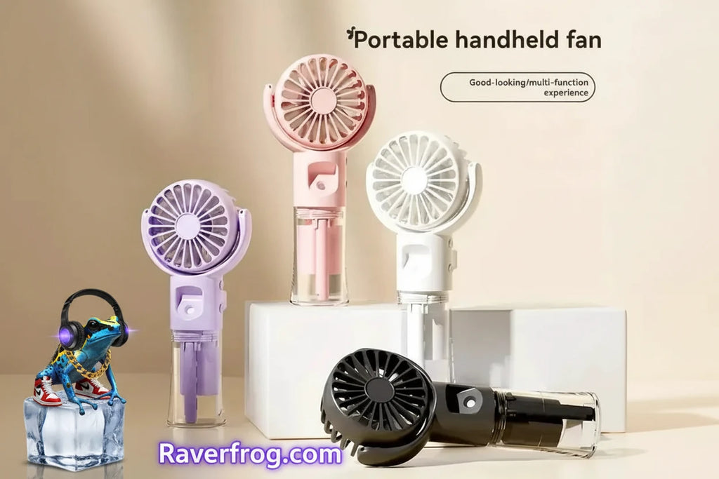 Portable Water Mist Fan Mini Handheld. USB Charging / Recharging. 4 Speeds. Hangs from Neck.  9 hour Battery.