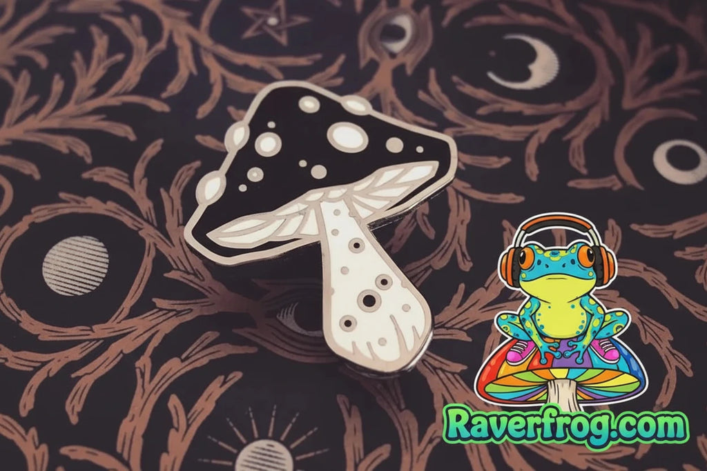 The Midnight Magical Mushroom Enamel Pin.