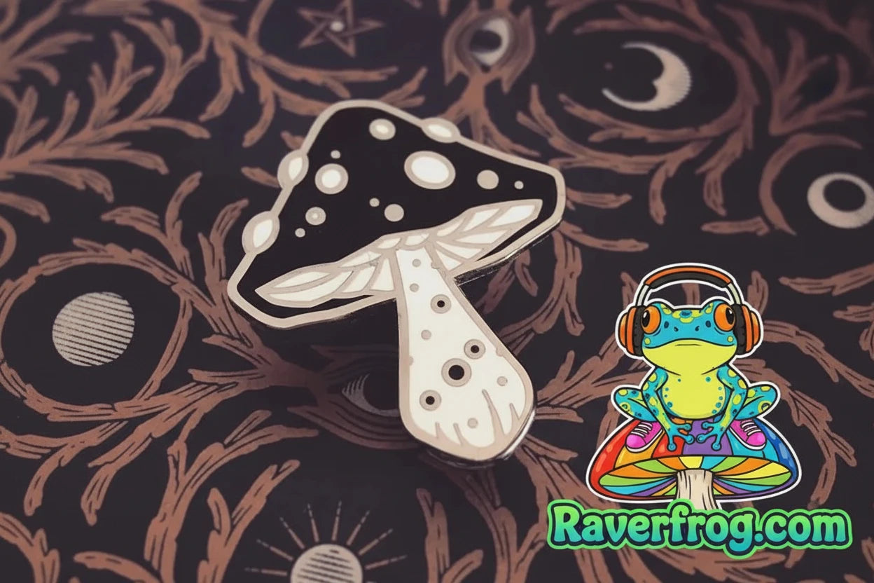 The Midnight Magical Mushroom Enamel Pin.