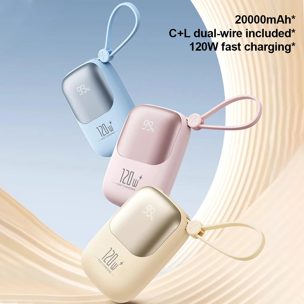 120W Super Fast 20000mAh Large Capacity Power Bank.  Two Way Charging / Digital Display.