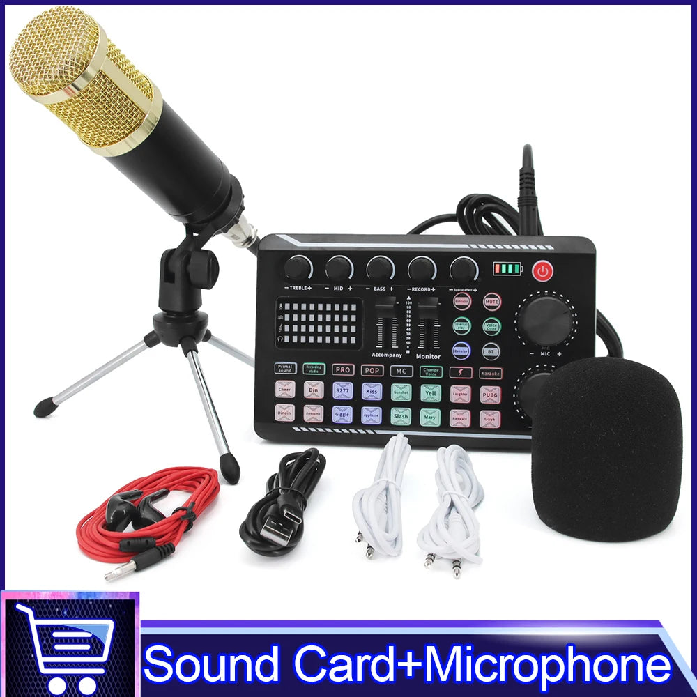 DJ Equipment Microphone + Sound Card Console.