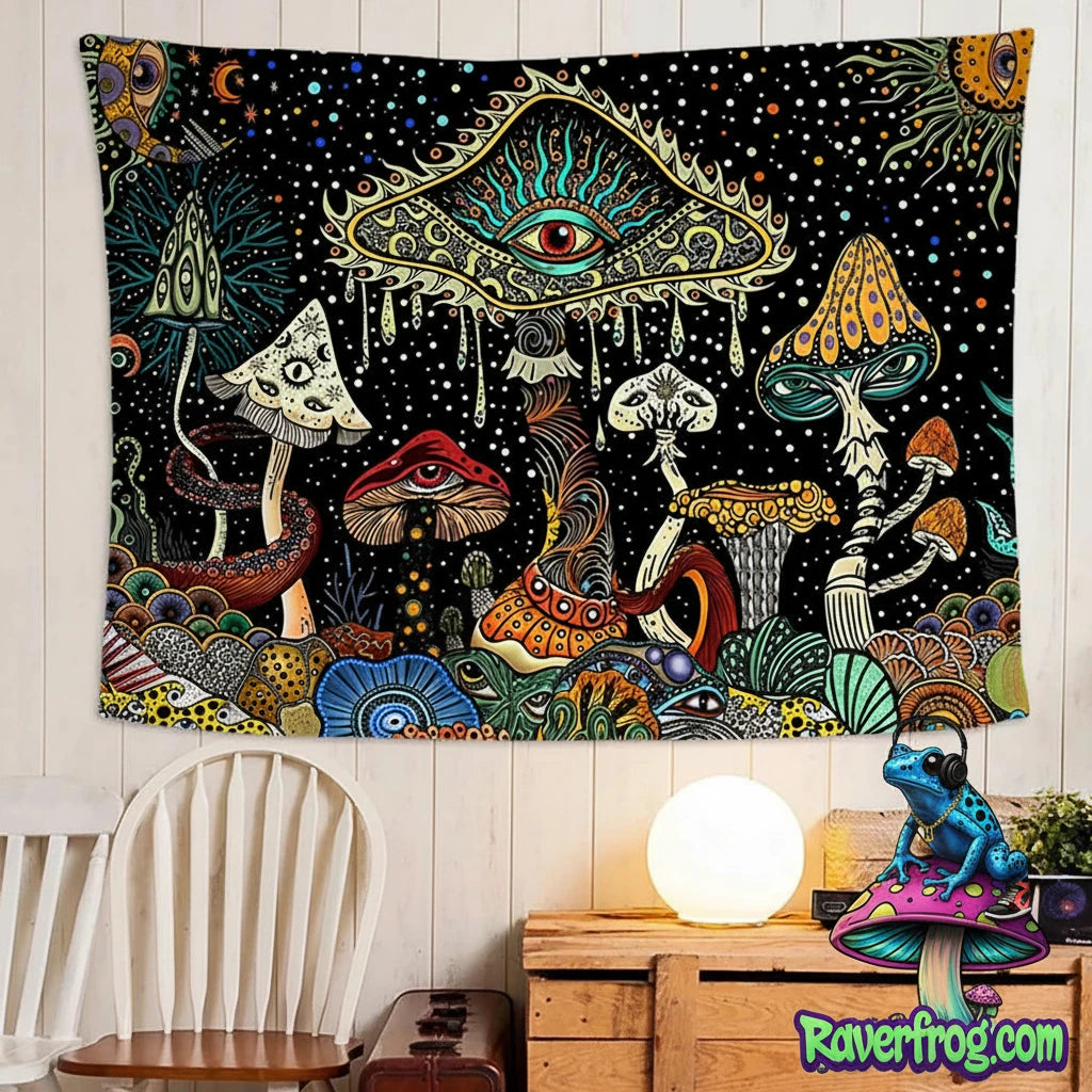 Psychedelic -All Seeing Eyes- Tapestry.  3 Size Options.  Hanging Accessories Included!