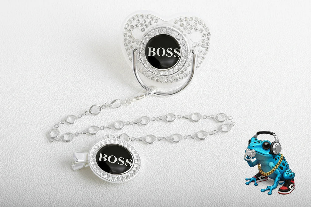 Boss Bling Papa Pacifier.  Boss Binky.  Food Grade Silicone.