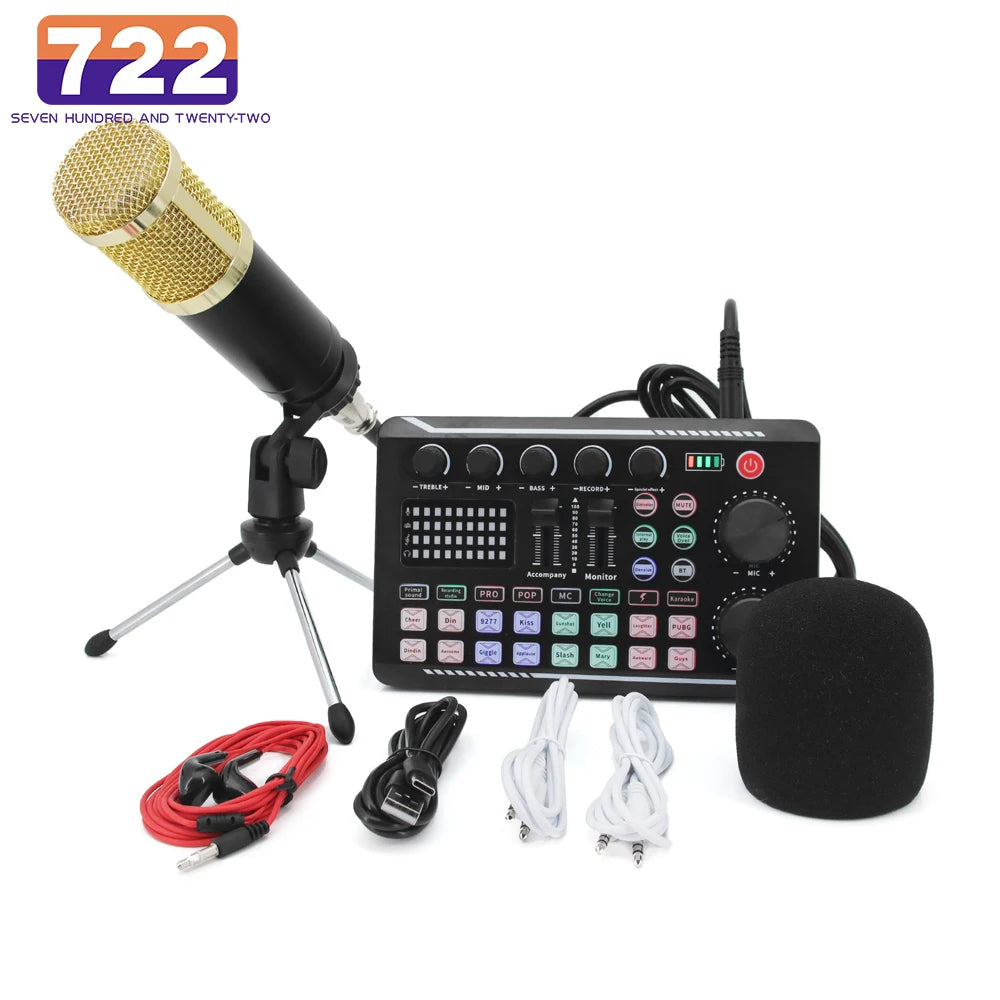 DJ Equipment Microphone + Sound Card Console.
