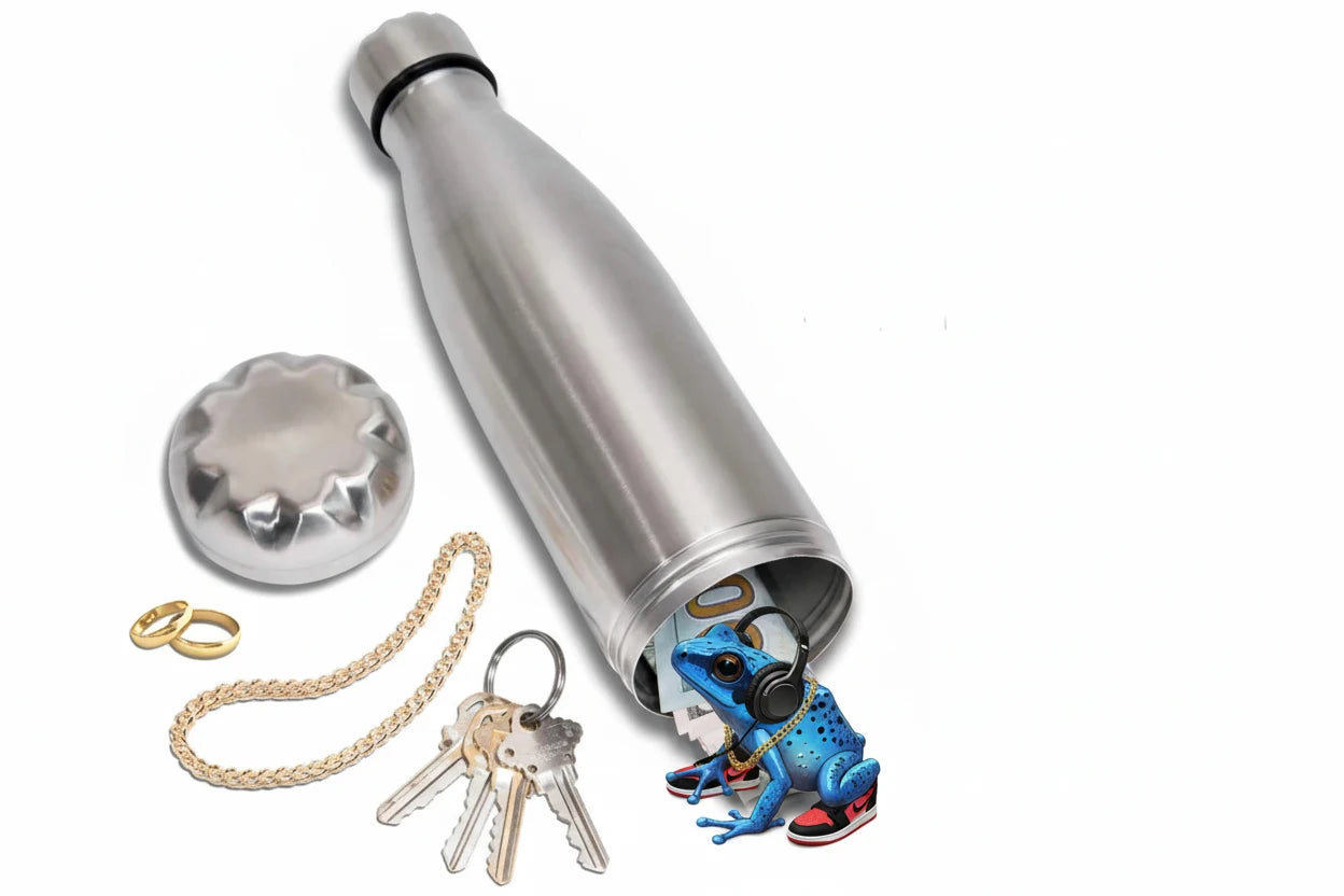 Premium Secret Hidden Safe Steel Water Bottle Stash. Hydrate and Stash. Real water bottle + Stash. Fool Proof.